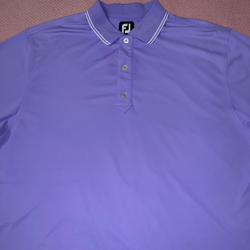 FootJoy‎ Mens Purple Performance Golf Polo Shirt Tipped Collar Size Large FJ